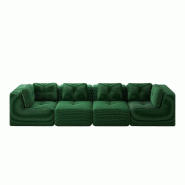 Merax Canapé modulable 4 places, Cloud Sofa Cord sans cadre, canapé lounge près du sol, avec accoudoirs larges, vert - vert multi-matériau W3325S00268_0