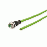 METZ CONNECT Câble Ethernet industriel M12, codage X, M12 connecteur femelle droit - extrémité ouverte, PUR, 5 m