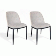 Now's Home - Lot De 2 Chaises En Tissu Beige Et Dossier En Finition Noyer - 3256390251752 Now's Home - Lot De 2 Chaises En Tissu Beige Et Dossier En Finition Noyer - 3256390251752