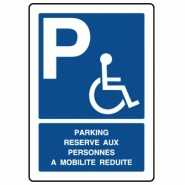 Panneau vertical parking réservé personnes mobilité réduite - 140 x 200 mm