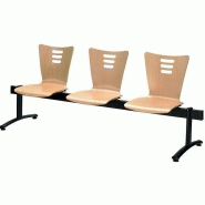 Poutre d'accueil avec coques en bois - 2 à 4 places - Options tablette et piétements variés Poutre d'accueil avec coques en bois - 2 à 4 places - Options tablette et piétements variés
