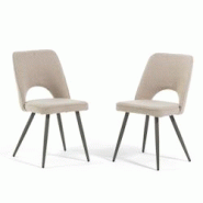 RATTATAN Lot de 2 chaises en tissu bouclé avec pieds en métal peint, élégantes, modernes, confortables, idéales pour cuisine, salle à manger, re RATTATAN Lot de 2 chaises en tissu bouclé avec pieds en métal peint, élégantes, modernes, confortables, idéales pour cuisine, salle à manger, re