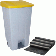 WellHome - Conteneur à Déchets Sélectif 120L avec 30 Sacs poubelle, Couleur Jaune - jaune plastique PK4651
