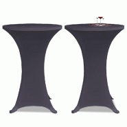 Décoshop26 - Housse de table extensible 2 pcs Ø70 cm Anthracite DEC022378 - 3001298169605