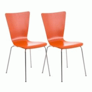 Décoshop26 - Lot de 2 chaises de cuisine salle à manger empilable en bois orange et structure stable à quatre pieds en métal 10_0003078 - 30002513 Décoshop26 - Lot de 2 chaises de cuisine salle à manger empilable en bois orange et structure stable à quatre pieds en métal 10_0003078 - 30002513