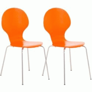 Décoshop26 - Lot de 2 chaises de cuisine salle à manger empilables dossier arrondi en bois orange et métal chromé 10_0003088 - 3000251388374 Décoshop26 - Lot de 2 chaises de cuisine salle à manger empilables dossier arrondi en bois orange et métal chromé 10_0003088 - 3000251388374