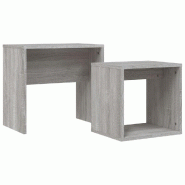 Décoshop26 - Set de 2 tables d'appoint gigognes en bois d'ingénierie gris DEC040525 - gris Bois massif 3000264977527