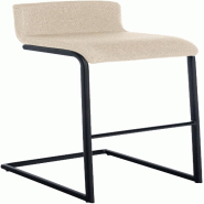 Décoshop26 - Tabouret de bar x1 design minimaliste assise en tissu crème piètement en U métal noir repose-pieds 10_0006095 - beige métal 3000265386076
