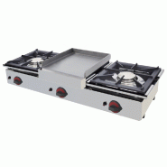 EURAST - Réchaud a gaz 2 feux et 1 plancha de table - 1200x450x240 mm - 17,4 Kw - 4413P021 - inox 4413P021 EURAST - Réchaud a gaz 2 feux et 1 plancha de table - 1200x450x240 mm - 17,4 Kw - 4413P021 - inox 4413P021