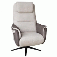 FAUTEUIL RELAX ÉLECTRIQUE ZILIA BI MOTEUR MICRO MASTIC/BRUN TAUPÉ PIÈTEMENT ÉTOILE MÉTAL NOIR