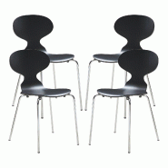 Helloshop26 - Lot de 4 chaises de salle à manger moderne design robuste noir / chrome 03_0009838 - noir 3000224889655