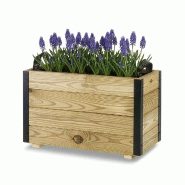 HORTALIA Jardinière Extérieure en Bois avec Renfort en Aluminium GHIO – Terrasse, Jardin ou Balcon – 60x30x40 cm - marron Bois manufacturé 700202-AL40
