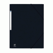 Oxford Lot de 50 Chemise 3 rabats à élastique Eurofolio+ A4, en carte grainée coloris noir - 3045050427169