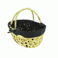 Panier ovale "Eclissi" fibre vegetale tissu noir 36x25x15cm - par 30