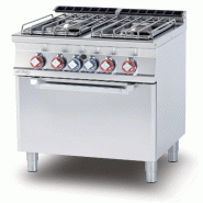 Redcook Cuisinière gaz 4 feux avec four électrique statique GN2/1, veilleuse, structure inox, 80x70,5x90 cm, modèle CF4-78GPE - 1776
