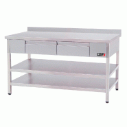 Romux® Table en Acier Inoxydable pour Restauration Murale avec 3 Tiroirs et 1 Étagère 1800x600x850 mm | Table de Travail en Inox Résistante - 8435