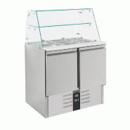 Saladette réfrigérée 2 portes pour bac gn 1/1 avec verre bombé trop... - P7950.0400