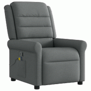 VidaXL Fauteuil inclinable de massage en tissu gris foncé Modèle Sornanel - 4015647