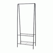 WellHome - Portant à vêtements métallique avec 2 étagères 152cm - WH14361