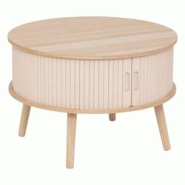 Atmosphera Table basse ronde 2 portes coulissantes D. 60 x H. 40.7 cm - beige 3560233558664 Atmosphera Table basse ronde 2 portes coulissantes D. 60 x H. 40.7 cm - beige 3560233558664
