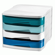 CEP Bloc de classement Riviera, 4 tiroirs 24x32 fermés, coloris gris/nuances de bleus - 3462159014982