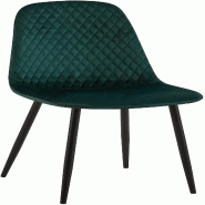 Décoshop26 - Chaise de salle à manger x1 coutures décoratives losanges assise en velours vert pieds métal noir mat 10_0002246 - noir métal 300025
