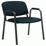 Décoshop26 - Chaise visiteur avec accoudoirs intégrés zone d'attente en PVC noir piètement à 4 pieds en métal noir 10_0003375 - noir métal 3000