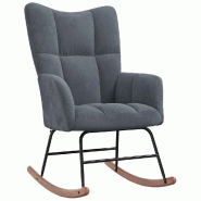 Décoshop26 - Fauteuil à bascule d'allaitement rembourré relax pour salon en velours gris foncé DEC028995 - gris 3000257156007