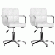 Décoshop26 - Lot de 2 chaises de salle à manger accoudoirs siège pivotant hauteur réglable en PVC blanc DEC025195 - blanc 3000255121762 Décoshop26 - Lot de 2 chaises de salle à manger accoudoirs siège pivotant hauteur réglable en PVC blanc DEC025195 - blanc 3000255121762