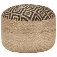Décoshop26 - Pouf tabouret repose-pied en cordes de jute tressées à la main 45 x 30 cm jute noir DEC030009 - 3000257674839