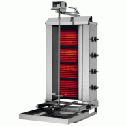 Grill Döner kebab électrique 4 brûleurs max 60 kg mobile - moteur en haut