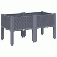 Helloshop26 - Jardinière bac lit surélevé plantes fleurs terrasse jardin avec pieds 80 x 40 x 42 cm PP gris 02_0038169 - 3000214114071 Helloshop26 - Jardinière bac lit surélevé plantes fleurs terrasse jardin avec pieds 80 x 40 x 42 cm PP gris 02_0038169 - 3000214114071