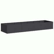 Helloshop26 - Jardinière rectangulaire pour jardin patio 280 x 80 x 40 cm design moderne esthétique en acier noir 02_0051542 - noir acier 3000236970