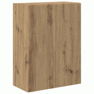 Helloshop26 - Meuble TV mural contemporain en bois d'ingénierie avec rangement efficace 59,5 x 31 x 80 cm en chêne artisanal 02_0055038 - Bois massi