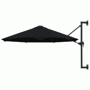 Helloshop26 - Parasol mural avec mât en métal 300 cm noir 02_0008683 - noir métal 3000462947766