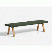 Banc Plania Bench pied bois massif et assise en tissu rembourré Banc Plania Bench pied bois massif et assise en tissu rembourré