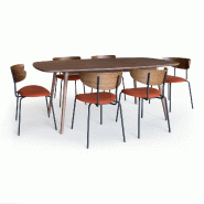 Now's Home - Ensemble Table Rectangle +6 Chaises En Velours Cotele Terrac Bois/metal - 3256390254128