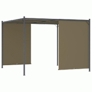 Pergola de jardin avec auvent rétractable 3x3 m Taupe 180 g/m² Modèle Vega StudioDesk Horizon - 8720286106457