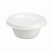 Pot à sauce blanc avec couvercle 60cc Ø6,9x3+0,7cm - par 1000