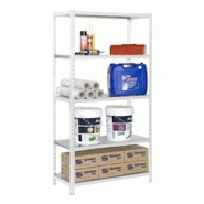 PROREGAL Étagère pour charges lourdes METAL SHARK | HxLxP 180x90x40cm | Charge du compartiment 180kg | Blanc galvanisé - blanc métal PR_RS3-47 PROREGAL Étagère pour charges lourdes METAL SHARK | HxLxP 180x90x40cm | Charge du compartiment 180kg | Blanc galvanisé - blanc métal PR_RS3-47