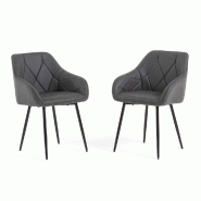 RATTATAN Lot de 2 fauteuils rembourrés en simili cuir, dossier matelassé, pieds en acier, design élégant pour cuisine, restaurants et bars – Sib RATTATAN Lot de 2 fauteuils rembourrés en simili cuir, dossier matelassé, pieds en acier, design élégant pour cuisine, restaurants et bars – Sib