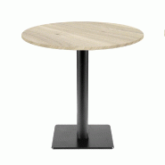 RestooTab - Table Milan T Ø70cm décor chêne ponty - marron fonte TB-MIT-R70M-CH.PONT