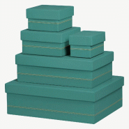 Set de 5 boîtes gigognes Rhodiarama, finition simili cuir italien, coloris aqua - vert 194567C