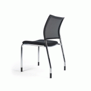 Siège de réunion Plank de Haystak - patins, assise en tissu, dossier en résille noir, piètement chromé, empilable Siège de réunion Plank de Haystak - patins, assise en tissu, dossier en résille noir, piètement chromé, empilable