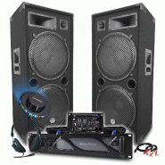 Sonorisation DJ BM SONIC Amplificateur 4000W, Paire d'Enceintes Passives LSC215 4000W, Table de Mixage, Casque DJ, Câbles, Micro - 3666638037282