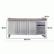 Table à pizza réfrigérée 3 portes avec plan en granit - PZ3600