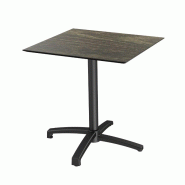X Cross table de bistrot avec piètement noir + plateau HPL Riverwashed Wood 70x70 cm