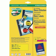 AVERY 350 étiquettes Laser jaune fluo enlevables, format 99,1 x 38,1 mm (25 feuilles A4 / cdt) - 5014702175657