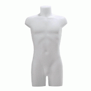 Buste torso homme blanc H88cm - léger et incassable en PVC, usage polyvalent