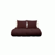 CANAPÉ LIT FUTON SHIN SANO BROWN ET PIN MASSIF COUCHAGE 140*200 CM.